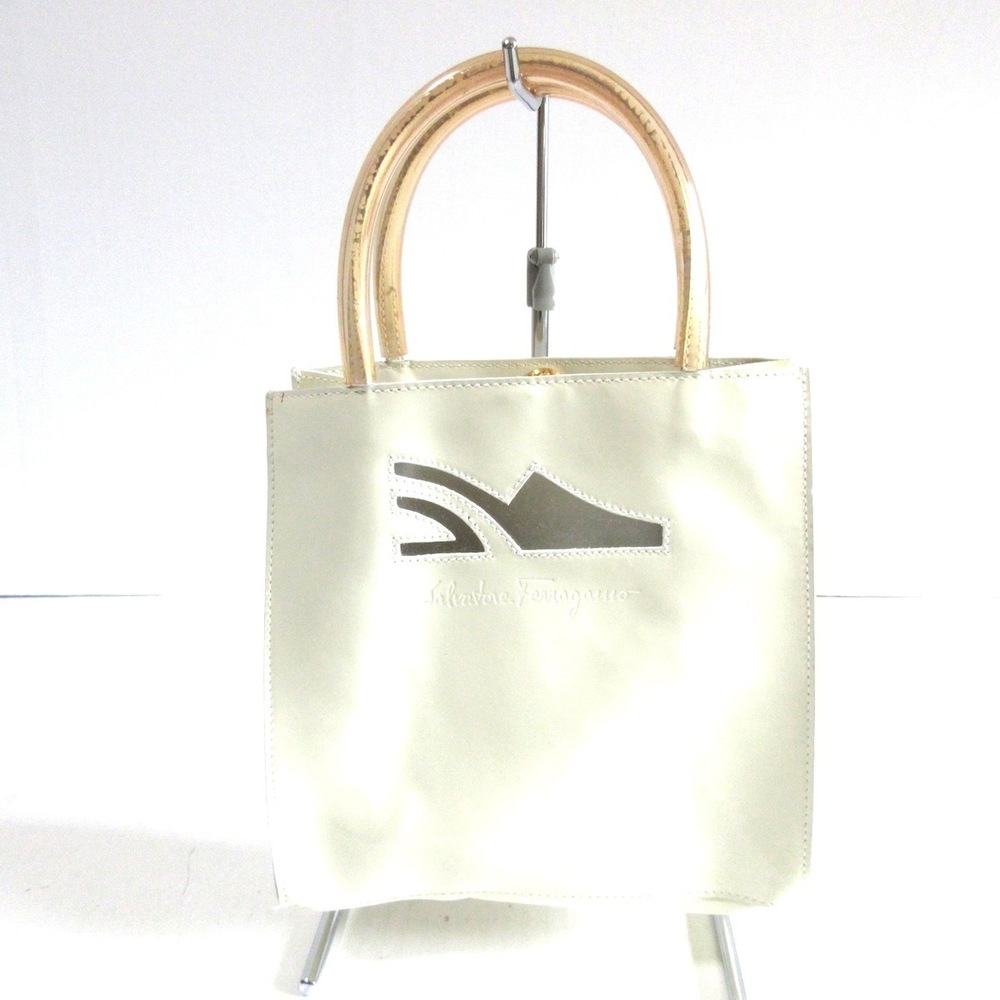 Salvatore Ferragamo Enamel Tote Bag Ivory
